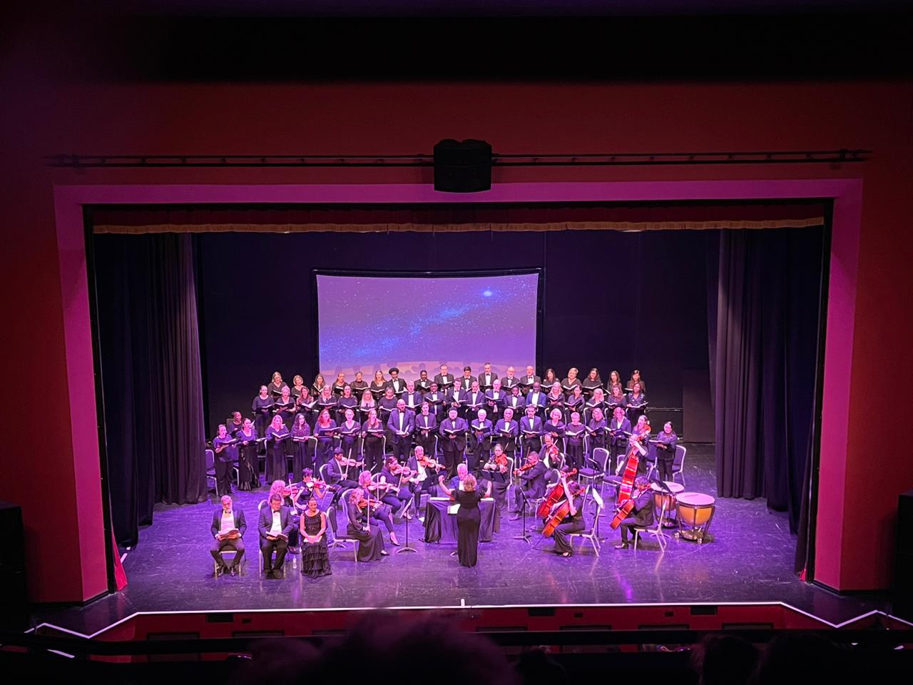 Dubai Singers and orchestra performing at Theatre Mall of the Emirates in December 2022