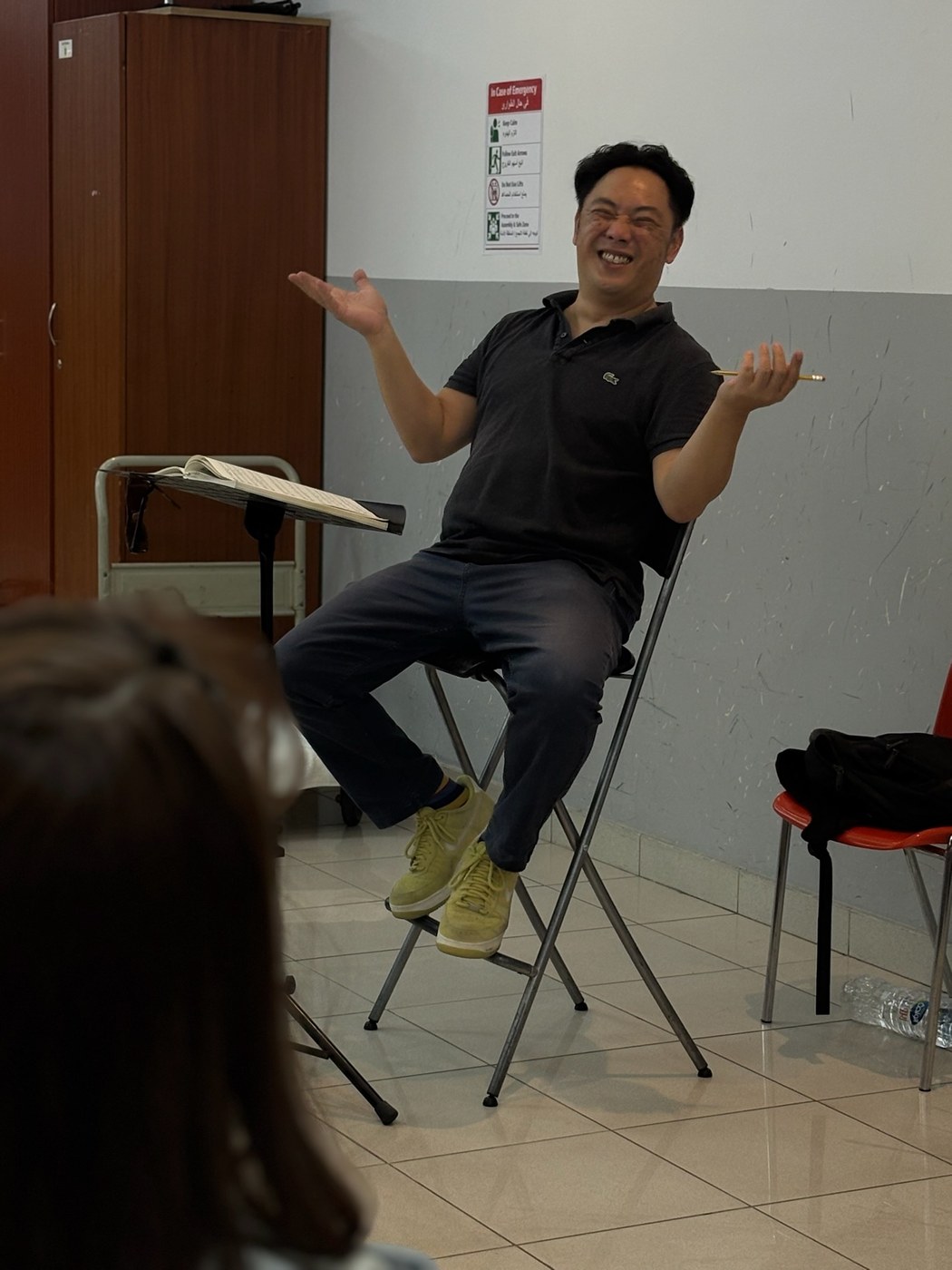A relaxed moment during a Dubai Singers rehearsal